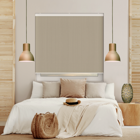 Sable Tuscan Beige Blackout Cordless Honeycomb Pleated Blind Open