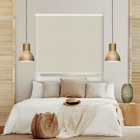 Sable Zurich White Blackout Cordless Honeycomb Pleated Blind Open