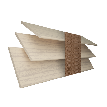 Scandi Oak Wood Grain Faux Wood with Toffee Tape Wood Venetian Blinds 3 Slats