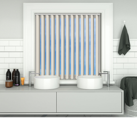Shower Safe Beige Replacement Vertical Blind Slats Open