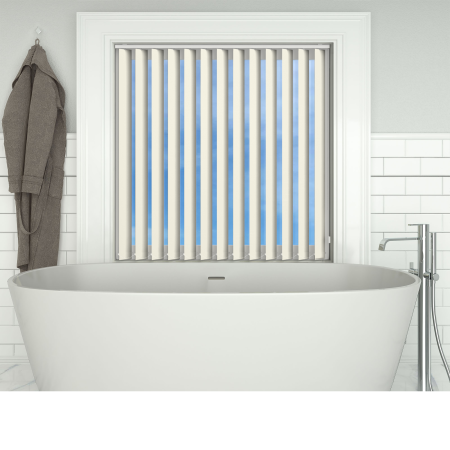 Shower Safe Butter Cream Replacement Vertical Blind Slats Open