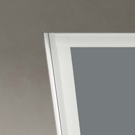Shower Safe Grey (BLACKOUT) Rooflite Roof Window Blinds Detail White Frame