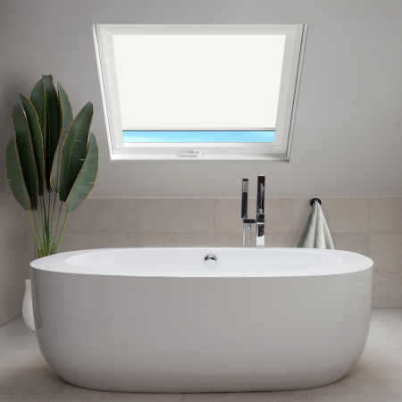 Shower Safe Linen (BLACKOUT) Aurora Roof Window Blinds White Frame