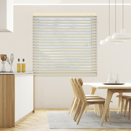 Soft Linen Venetian Blinds Open