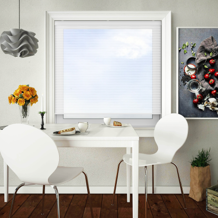 Soft Sheer White Cordless Honeycomb Pleated Blind Open