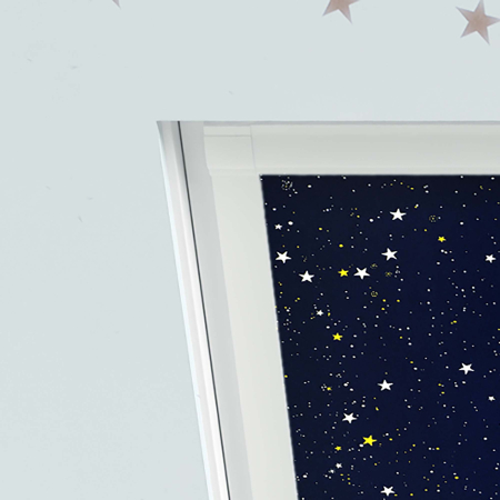 Starry Night (BLACKOUT) Axis90 Roof Window Blinds Detail White Frame