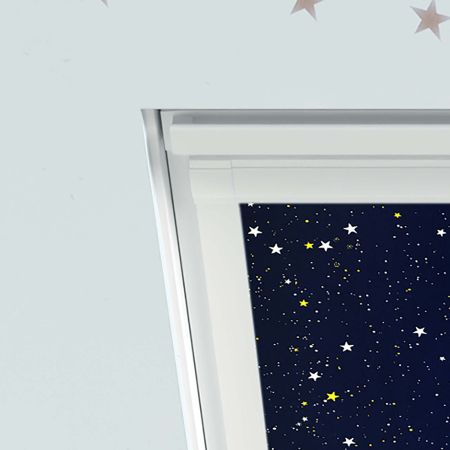 Starry Night (BLACKOUT) Keylite Roof Window Blinds Detail White Frame