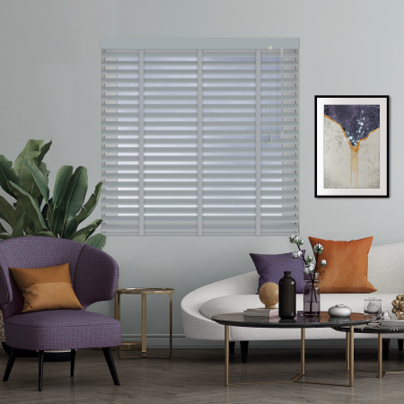 Storm Cloud with Hype Tape Venetian Blinds Open