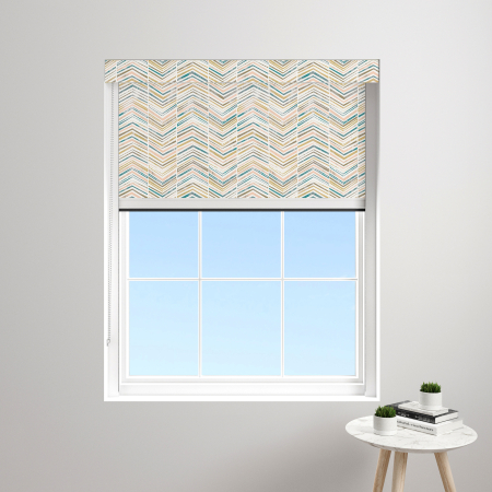 Subtle Aquamarine Zigzag XL Bloc Blinds Cassette Blinds Inside Fit Close Up