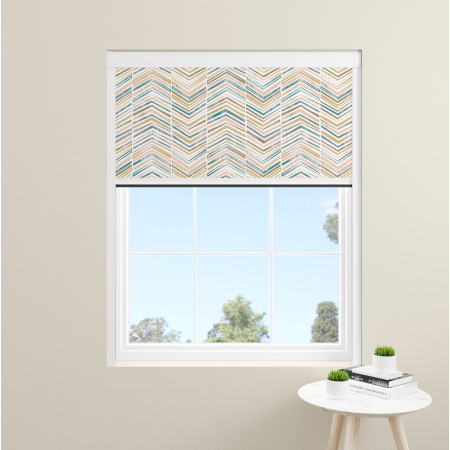 Subtle Aquamarine Zigzag Electric BlocOut Cassette Blinds Inside Fit