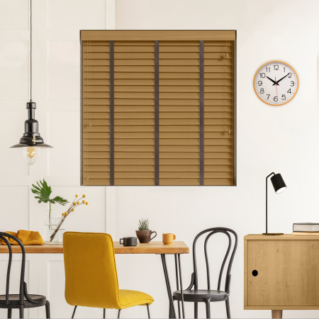 Tawny with Coffee Tape Wood Venetian Blinds