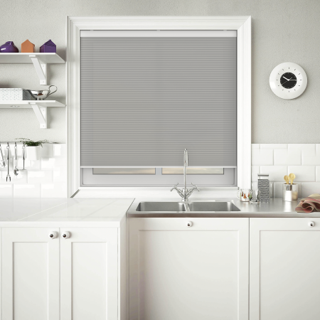 Tenso Ash Grey Cordless Honeycomb Pleated Blind Open