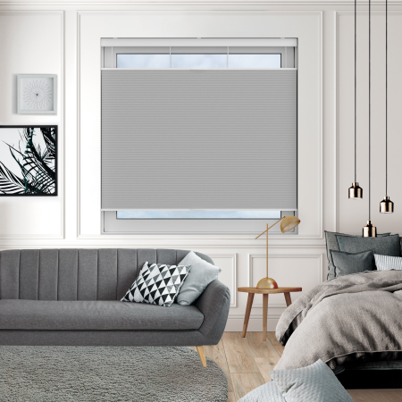 Tenso Ash Grey Blackout Cordless Top Down Bottom Up Honeycomb Pleated Blind Open