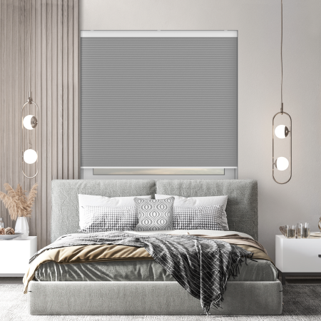 Tenso Silver Blackout Cordless Honeycomb Pleated Blind Open