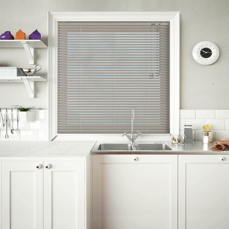 Textured Haze Venetian Blinds Open