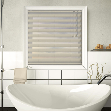 Textured Sand Venetian Blinds Open