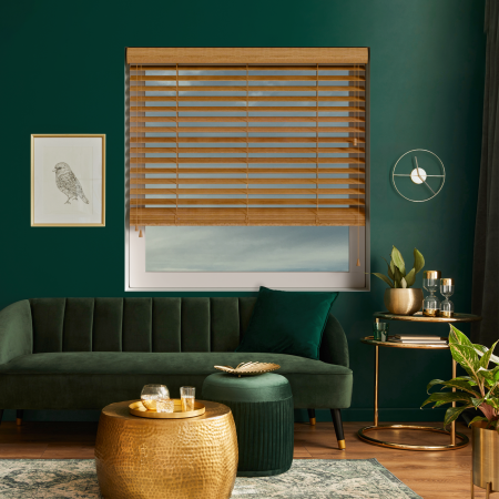 Tuscan Oak Wood Venetian Blinds Open
