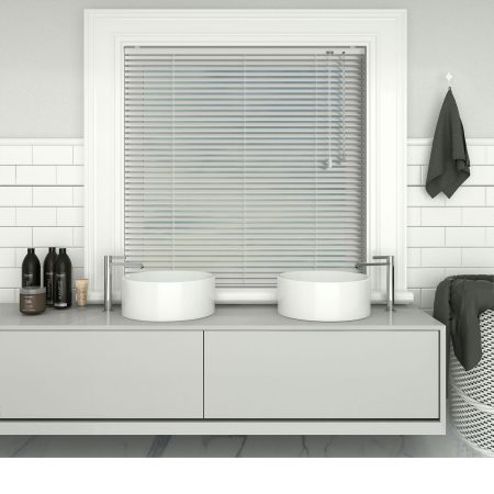 Vapour White Venetian Blinds Open
