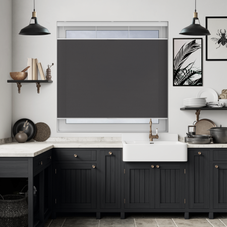 Velto Charcoal Cordless Top Down Bottom Up Honeycomb Pleated Blind Open