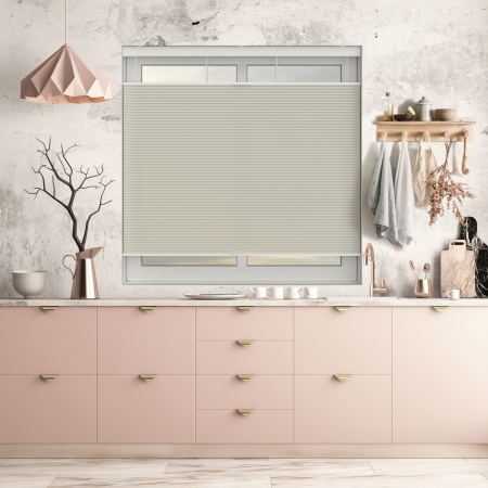 Velto Cotton Cream Cordless Top Down Bottom Up Honeycomb Pleated Blind Open