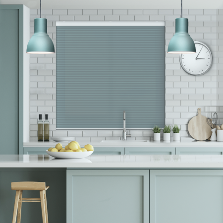 Velto Sapphire Blue Cordless Honeycomb Pleated Blind Closed