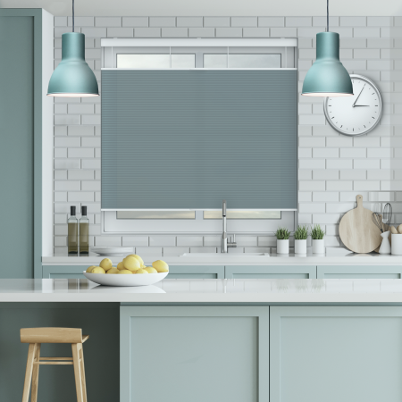 Velto Sapphire Blue Cordless Top Down Bottom Up Honeycomb Pleated Blind Open