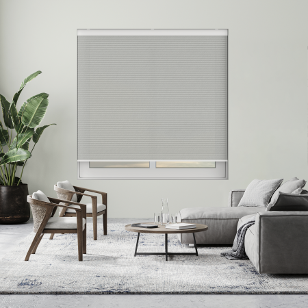 Velto Stone Grey Cordless Honeycomb Pleated Blind Open