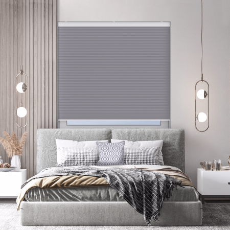 Vesso Grey Blackout Cordless Honeycomb Pleated Blind Open
