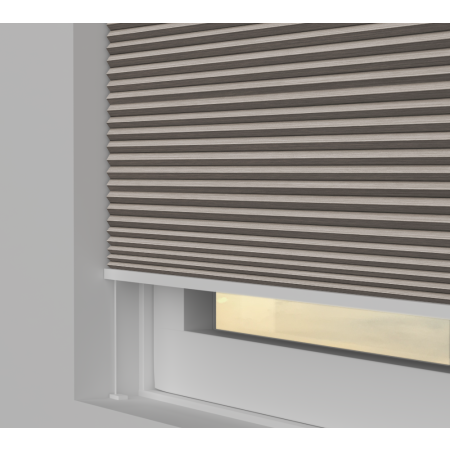 Tensioned Vexia Blackout Camel Pleated Honeycomb Blind Bottom Up Top Down Closed
