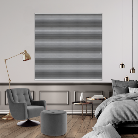 Free Hanging Vexia Blackout Grey Dawn Pleated Honeycomb Blind Bottom Up Open