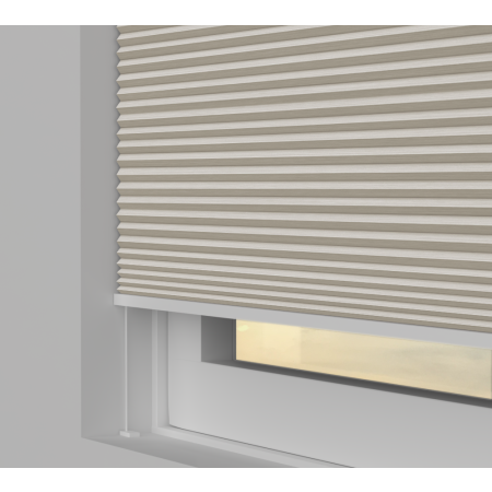 Tensioned Vexia Blackout Oatmeal Pleated Honeycomb Blind Bottom Up Top Down Closed