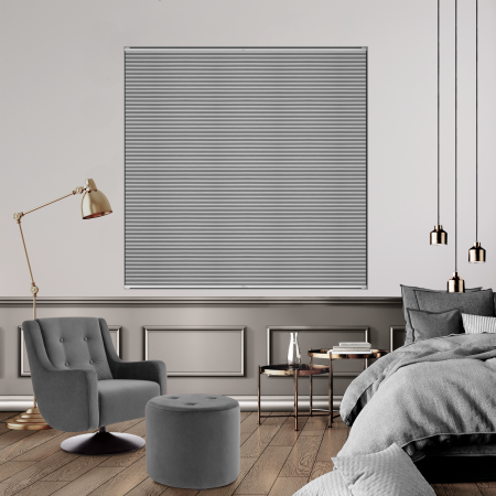 Tensioned Vexia Blackout Vintage Grey Pleated Honeycomb Blind Bottom Up Open