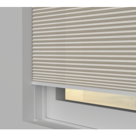 Tensioned Vexia Oatmeal Pleated Honeycomb Blind Bottom Up Top Down Closed