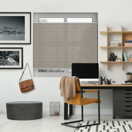 Tensioned Vexia Stone Pleated Honeycomb Blind Bottom Up Closed