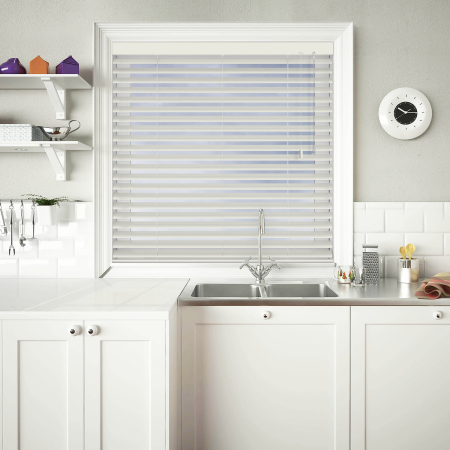Warm Almond Venetian Blinds Open