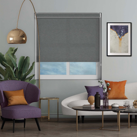 Weave Charcoal Pelmet Roller Blinds