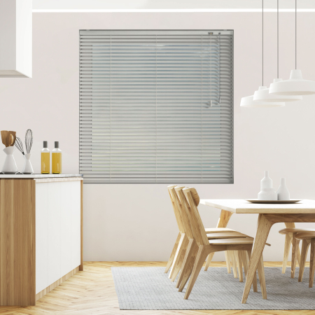 White Ash Wood Effect Venetian Blinds Open