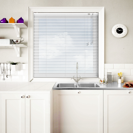 White Venetian Blinds Open