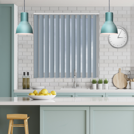 Zevo Lagoon Rigid PVC Vertical Blinds Open