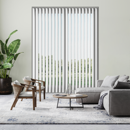 Zoe White Vertical Blinds Open