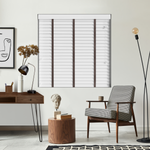 Alina Wood Grain Faux Wood with Coffee Tape Wood Venetian Blinds