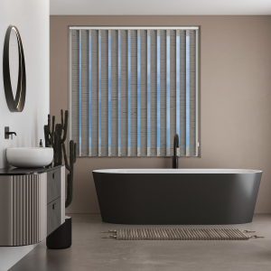 Aqua Weave Graphite Replacement Vertical Blind Slats Open