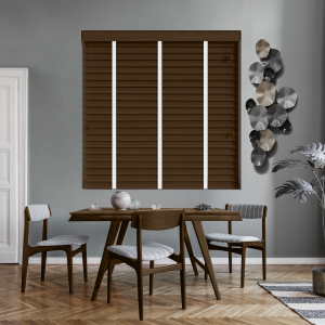 Auburn with Cotton Tape Wood Venetian Blinds