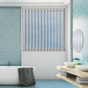 Ava Hint of Blue Vertical Blinds Open