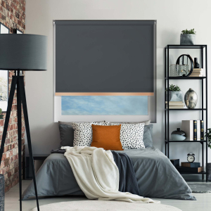 Bedtime Anthracite Copper Bottom Bar Cordless Roller Blinds
