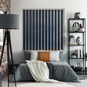 Bedtime Black Vertical Blinds Open