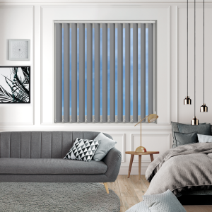 Bedtime Bullet Grey Vertical Blinds Open