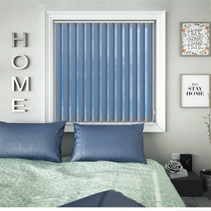 Bedtime Dusky Blue Vertical Blinds Open