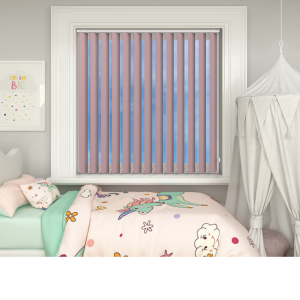 Bedtime Pastel Pink Vertical Blinds Open