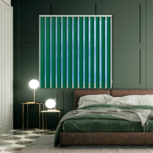 Bedtime Racing Green Vertical Blinds Open